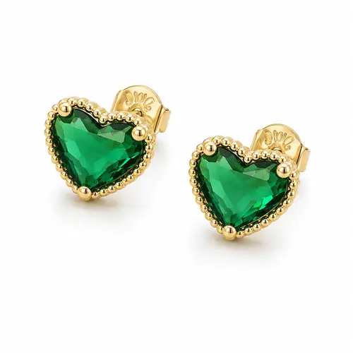 BRINCO VERDE TROPICAL BANHADO A OURO 18K