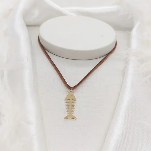 CHOKER PEIXE BANHADA A OURO 18K