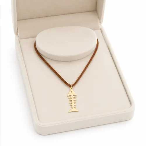 CHOKER PEIXE BANHADA A OURO 18K