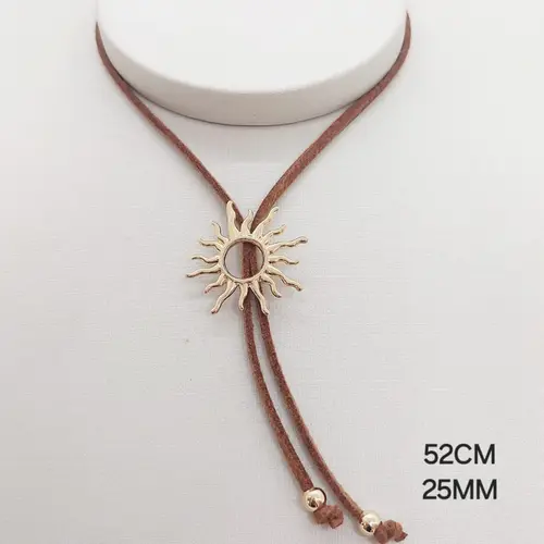 Choker gravata sol banhada a ouro 18k