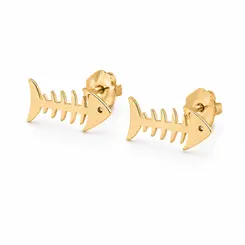 BRINCO ESPINHA DE PEIXE BANHADO A OURO 18K