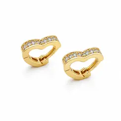 ARGOLA CORAÇÃO CRAVEJADA BANHADA A OURO 18K