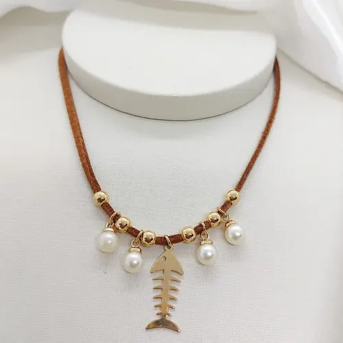 CHOKER ESPINHA DE PEIXE BANHADO A OURO 18K