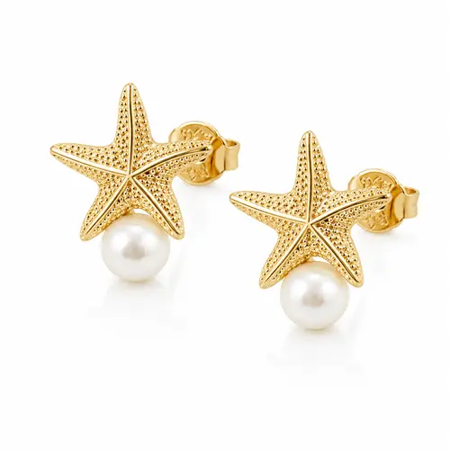 BRINCO ESTRELA DO MAR BANHADO A OURO 18K