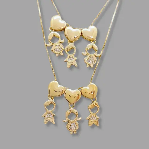 COLAR 3 FILHOS BANHADO A OURO 18K