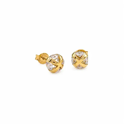 BRINCO PONTO DE LUZ COM GARRA CRUZADA  BANHADO A OURO 18K