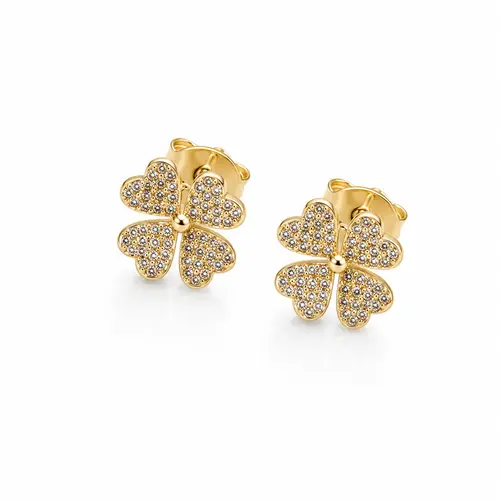BRINCO TREVO CRAVEJADO BANHADO A OURO 18K