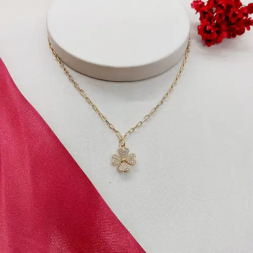 CHOKER TREVO BANHADA A OURO 18K