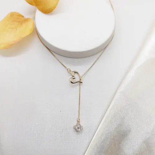 GRAVATA COR/TREVO BANHADO A OURO 18K