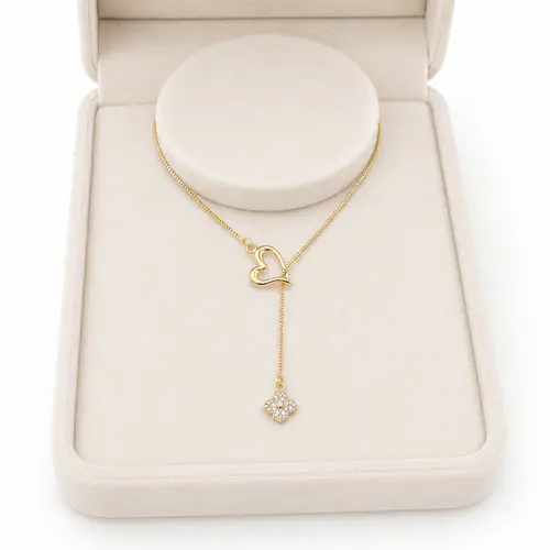 GRAVATA COR/TREVO BANHADO A OURO 18K
