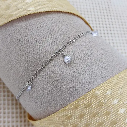 PULSEIRA MADREPÉROLA BANHADA A OURO BRANCO