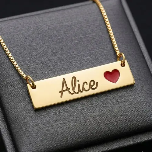 COLAR PLACA NOME BANHADO A OURO 18K