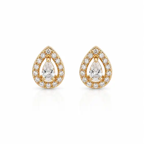 BRINCO GOTA DE CRISTAL G BANAHDA A OURO 18K