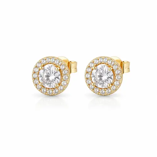 BRINCO REDONDO CRISTAL M BANHADO A OURO 18K