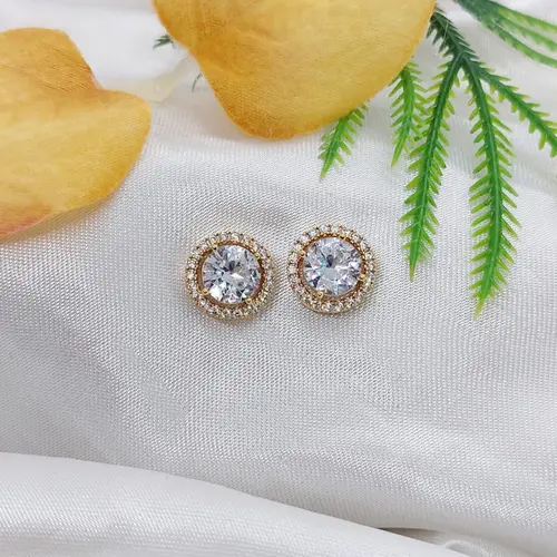 BRINCO REDONDO CRISTAL G BANHADO A OURO 18K