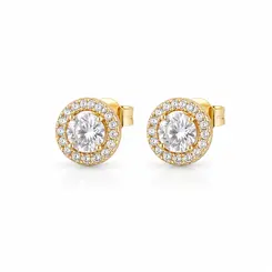 BRINCO REDONDO CRISTAL G BANHADO A OURO 18K