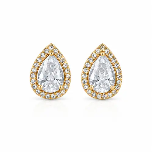BRINCO GOTA CRISTAL PLUS BANHADO A OURO 18K