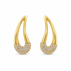 BRINCO GOTA ALONGADA CRAVEJADA BANHADA  A OURO 18K