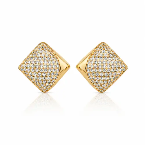 BRINCO QUADRADO MOLDADO BANHADO A OURO 18K
