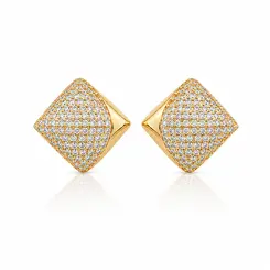 BRINCO QUADRADO MOLDADO BANHADO A OURO 18K