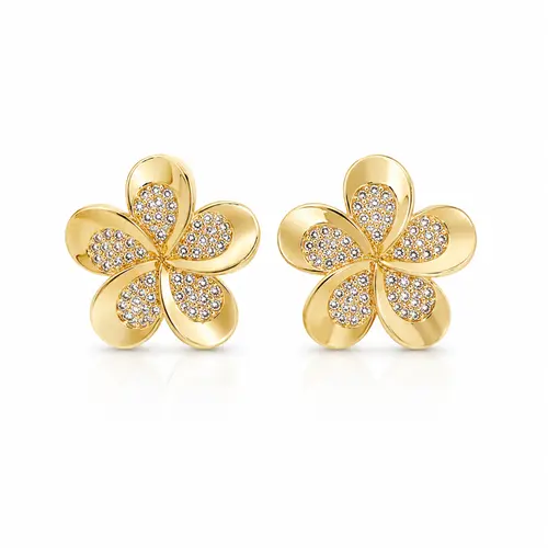 BRINCO FLOR CRAVEJADO BANHADO A OURO 18K