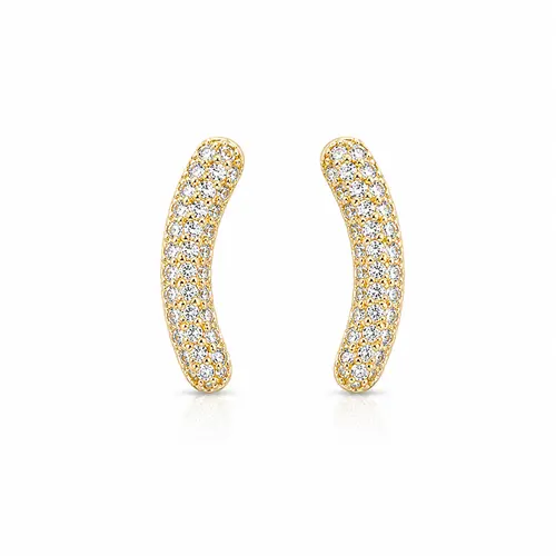 BRINCO VIRGULA CRAVEJADA BANHADA A OURO 18K