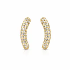 BRINCO VIRGULA CRAVEJADA BANHADA A OURO 18K