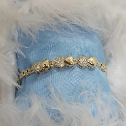 PULSEIRA CORAÇÃO ENCANTADO BANHADO A OURO 18K
