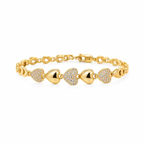 PULSEIRA CORAÇÃO ENCANTADO BANHADO A OURO 18K
