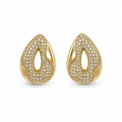 BRINCO GOTA CRAVEJADA VAZADA BANHADA  A OURO 18K