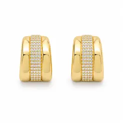 BRINCO ARGOLA GROSSA BANHADA  A OURO 18K
