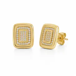 BRINCO QUADRADO TEXTURIZADO BANHADO A OURO 18K