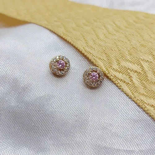 BRINCO RED ROSA P BANHADO A OURO 18K
