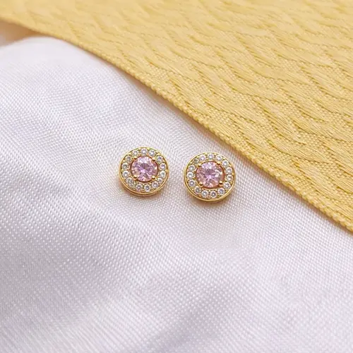 BRINCO RED ROSA M BANHADO A OURO 18K
