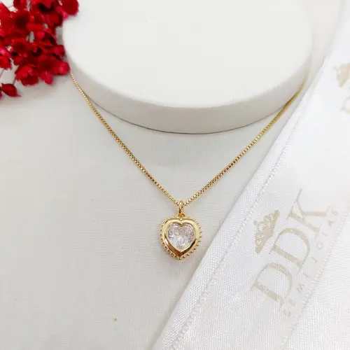 CHOKER CORAÇÃO DO AMOR BANHADO A OURO 18K