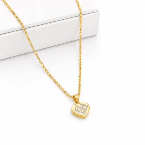 CHOKER  CORAÇÃO EM GRADE BANHADO A OURO 18K