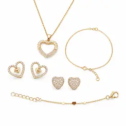 COMBO SEMIJOIAS CRAVEJADAS BANHADA A OURO 18K