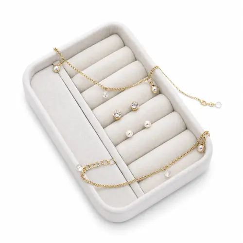 COMBO SEMIJOIAS PÉROLAS BANHADA A OURO 18K