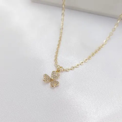 CHOKER TREVO NATURAL BANHADO A OURO 18K