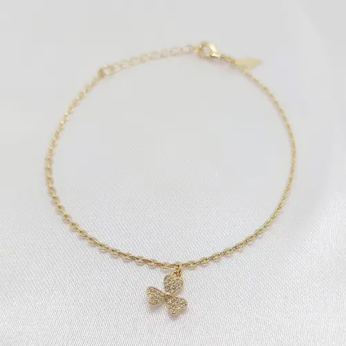 PULSEIRA TREVO NATURAL BANHADA A OURO 18K