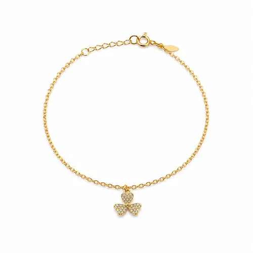 PULSEIRA TREVO NATURAL BANHADA A OURO 18K