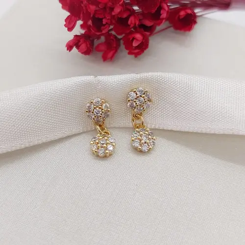 BRINCO FLOR PENDENTE BANHADO A OURO 18K