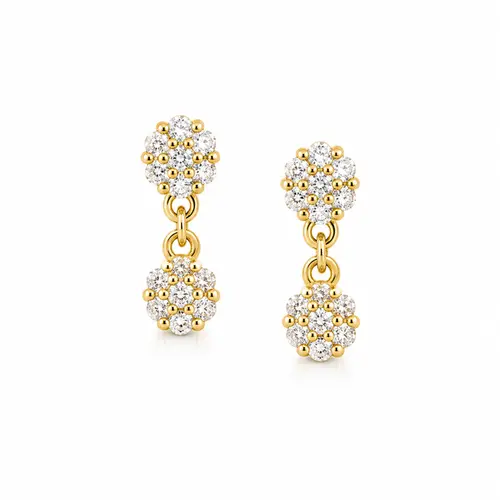 BRINCO FLOR PENDENTE BANHADO A OURO 18K