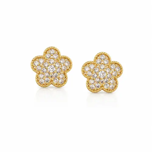 BRINCO FLOR MINIMAL BANHADO A OURO 18K