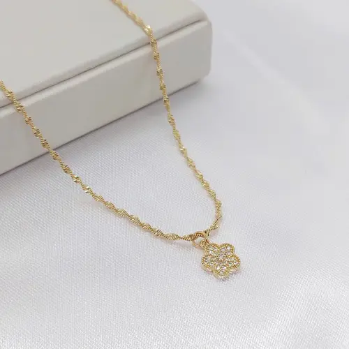 CHOKER FLOR BANHADA A OURO 18K