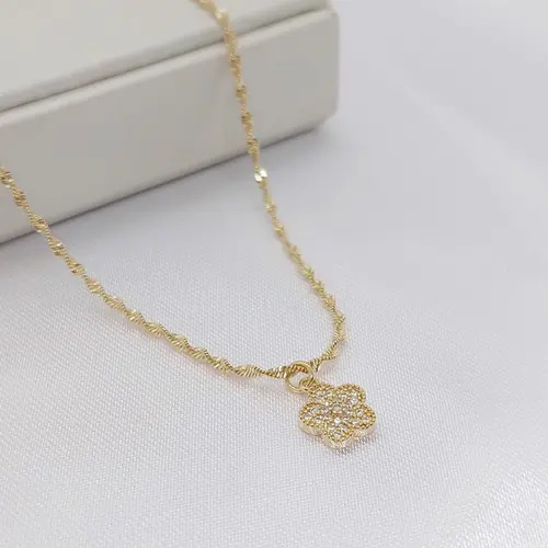 CHOKER FLOR BANHADA A OURO 18K