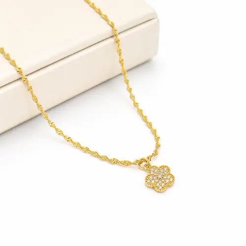 CHOKER FLOR BANHADA A OURO 18K