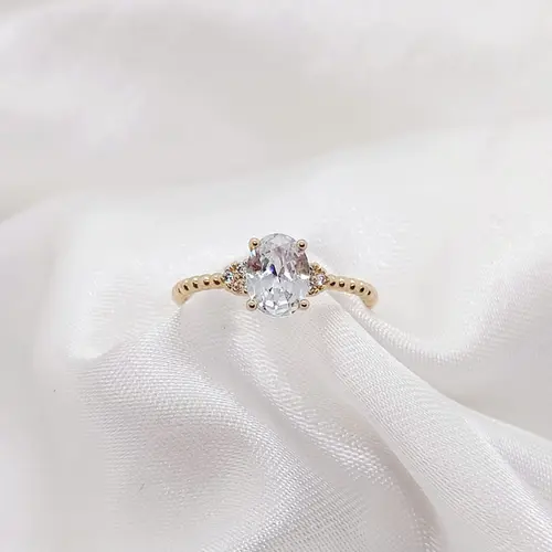 ANEL OVAL BANHADO A OURO 18K