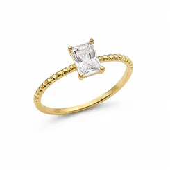 ANEL QUADRADO BRILHO RADIANTE BANHADO A OURO 18K