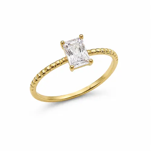 ANEL QUADRADO BRILHO RADIANTE BANHADO A OURO 18K